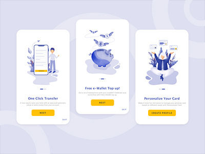 Onboarding Banking Apps banking banking app blue branding card colors design flat icon illustration indigo onboarding screen onboarding ui saving simplicity transfer typography ui ux vector