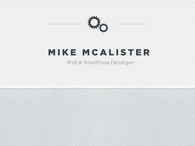 Mike McAlister Header/Logo cogs logo sans serif serif