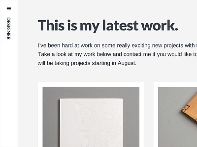 Designer gray portfolio sidebar white