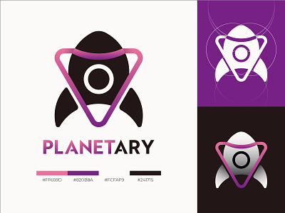Planetary Logo Colours branding color corporateidentity dailylogochallenge logo planet rocket space vector