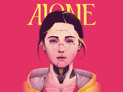 Alone adobe illustrator cyberpunk girl illustration girl portrait gradient illustration illustrator machine mecha pink portrait portrait art portrait illustration poster robot texture watercolor woman woman portrait yellow