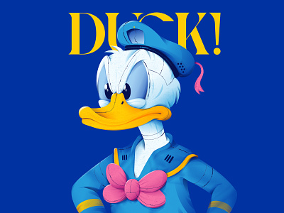 Donald Duck! blue cartoon character cyberpunk disney donald donald duck duck gradient illus illustration illustrator machine mecha pink pop art texture type vectore yellow