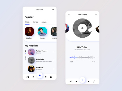 Music Player - Mobile App animation app app design application daily design flat mobile mobile app mobile design music music player player ui ux