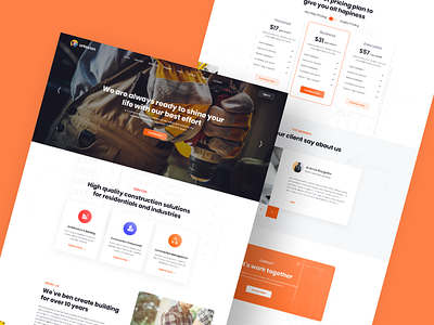 Construction Landing Page animation architect landing architecture branding construction website design agency digital agency interior architecture interior design landing page minimal modern web design popular shot ui ux visual design web design website website development wordpress design