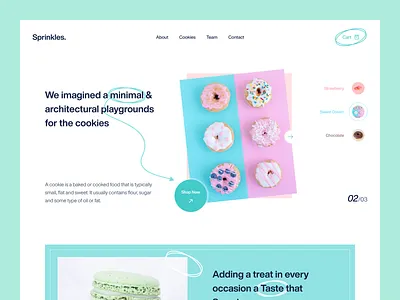 Sprinkles Cookie - Landing Page UI animation cookies e commerce website food app food website header exploration header ui hero landing page minimal najmul new trend popular shot typography ui ux visual design web design website website design