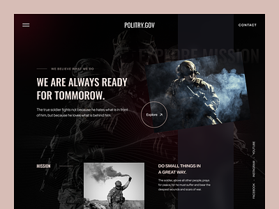 Military Story - Landing Page UI animation army branding design header design header navigation hero home page landing page military najmul news news app popular shot story typography visual design web design website website design