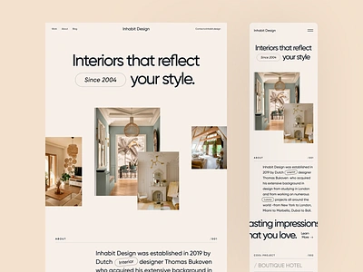 Inhabit - Mobile Responsive Design animation app design homepage design interior architecture interior design interior designer landing page luxury design minimal mobile design mobile responsive najmul popular shot responsive design responsive website typography visual design web design website website design