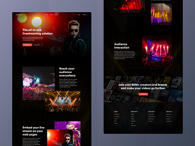 Live Streaming Website 2019 branding broadcast clean colors design landing page live streaming minimal music music app music player musician popular shot trendy ui ux visual design web website