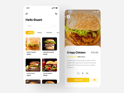 Burger App UI 2019 trend animation app design app ui art branding burger app design flat food app food web illustration ios app minimal popular shot typography uiuxdesign ux visual design web