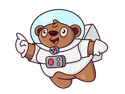 Cute cartoon bear. Astronaut