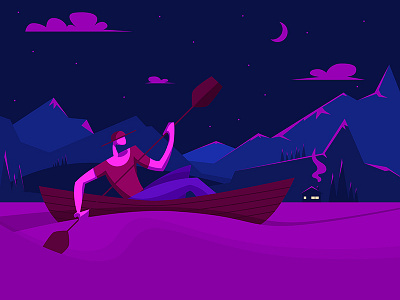 Man on a boat with oars