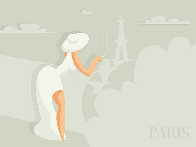 Girl looks at the Eiffel Tower beauty design dress eiffel evening fashion girl glamor lady lifestyle look model paris place style tower travel weekend white woman