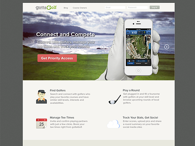Play Golf flat golf landing page responsive splash ui website