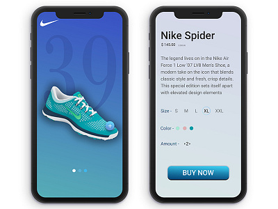 Nike Sneakers Ui design flat futuristic material metro modern nike sketch store ultra .website