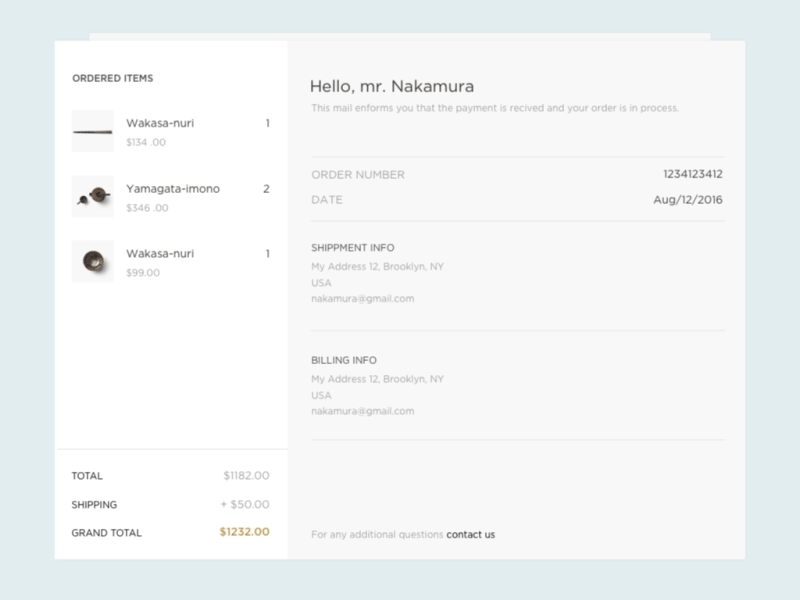 Daily UI Day 18 Email Receipt