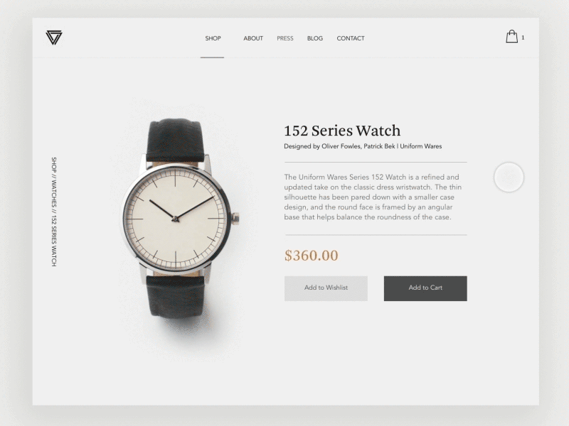 Daily UI Day 56 Breadcrumbs 56 animation breadcrumbs daily dailyui day detials item minimal shop ui watch