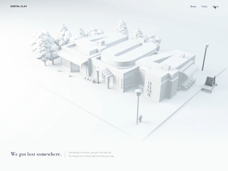 404 Page — UI Weekly Challenges-Season 02 / W [2/10] 3d 404 animation c4d cinema clay home minimal page restaurant shop white