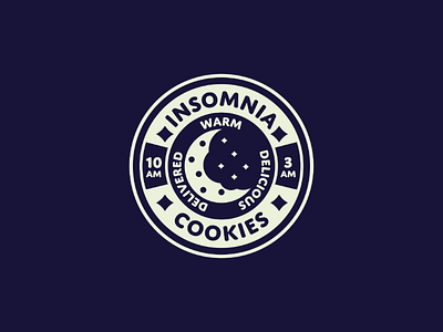 Insomnia Cookie Badge (2) badge badge design brand brand design brand identity branding cookie cookies cream design graphic design identity identity design logo logo design logo mark navy snack