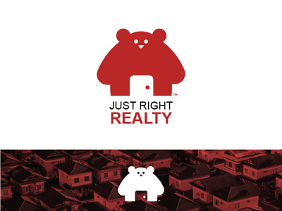 Just Right Realty bear branding design designer graphic graphicdesign icon identity logo realty red vector