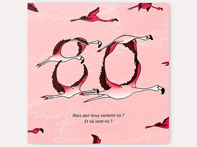 Invitation to an 80th birthday party birthday card flamingo french illustration invitation pink