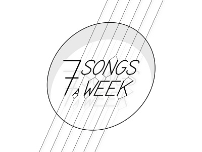 Logo 7 Songs a Week, strings version black and white guitar logo music strings type