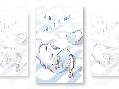 Poster Ubik by Philip K. Dick, portrait version book dream head illustration poster puppet sci fi type