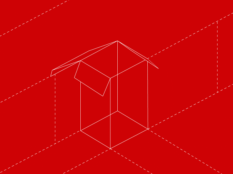 Animated packing boxes, close-up 3d animated box cube gif motion red