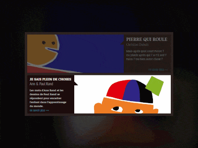 "Je Sais Plein de Choses" website banner animated book children eyes french gif motion owl type ui