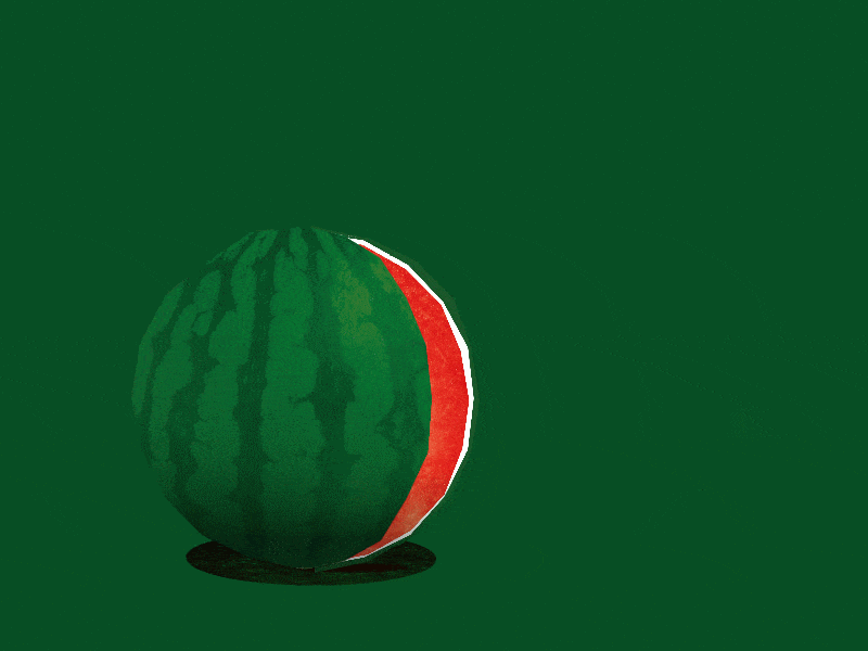 Moving fruits, watermelon animation fruit gif motion rolling watermelon