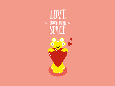 Love from outta Space / SPACE SQUAD alien challenge dribbble dribbbleweeklywarmup flat graphic graphic design graphicdesign illustration love space valentine valentine day valentines day valentinesday vector