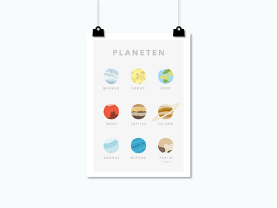 Poster Planeten / SPACE SQUAD artwork design flat graphic design graphicdesign illustration inspiration minimalistic planet planets poster poster art poster design solar system space spaceart universe vector wall art