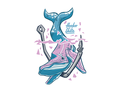 Print Artwork for Hooker Skate - Whale anchor apparel apparel design design graphic design graphicdesign hooker skate illustration inspiration postcard postcard design vector wall art whale