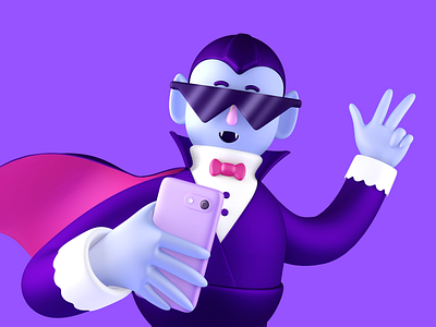 Dracula blogger 3d design illustration