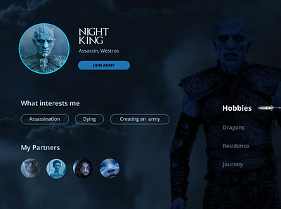 DailyUI 6 daily ui dailyui dailyui 006 dailyuichallenge game of thrones user profile