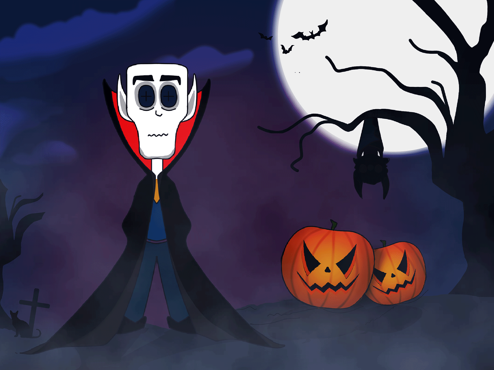 Halloween Night animation art drawing dribbble halloween illustration illustrator monster motion graphics night pumpkin scary