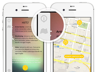 Aurora Navigation Bar and Map Pages about app hint hints iphone map music navbar navigation bar sidebar smartbar ui ux