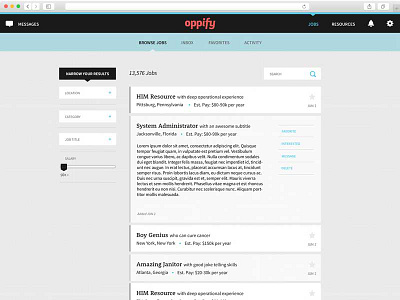 Oppify Job List app responsive web app web design