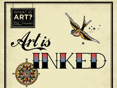 Art is Inked Postcard for the Cummer graphic design tattoo postcard print