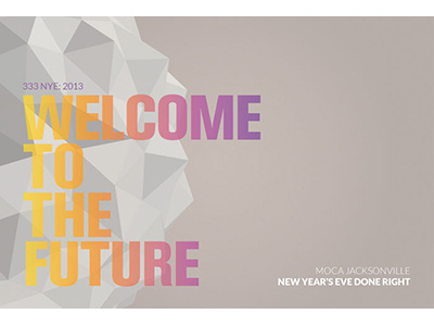 MOCA Jax 333NYE Postcard and Poster future futuristic geometric mailer postcard poster print promotion