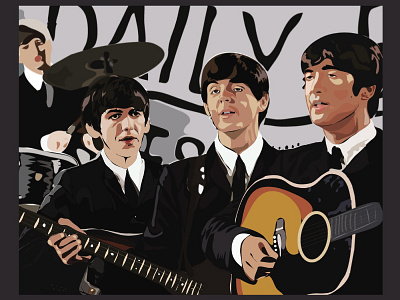 Beatles at the Daily Echo 2d design flat illustration vector