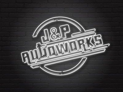 J&P Autoworks 2d 3d black branding design flat logo vector white