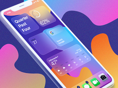 Glass Widgets apps dribbble frosted glass glass glass effect gradients icons illustrator iphone layout mobile mockup noise organic shapes photoshop soft ui texture ui widgets xd