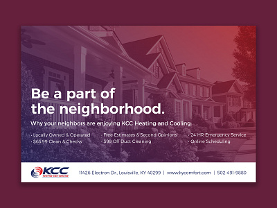 KCC Postcard brand branding cooling design direct mail direct marketing dribbble gradient graphic design heating houses hvac kentucky layout mailer marketing postcard stationery typogaphy typography