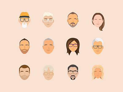 Avatars avatars balance design employees faces facial flat design glasses graphic design illustration layout people staff symetry vector