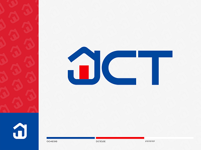 JCT Logo blue brand branding dribbble flat design graphic design house house logo icon illustrator layout logo logo design logotype marketing real estate red typography vector