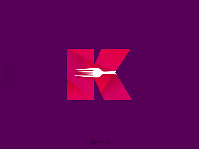"K" Mark Color Version branding design flat fork icon identity k mark kitchen kitchenaid kitchenfork kitchenstuff kitchenware lettering logo mark md minimal symbol type typography