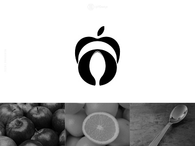 The Power Kitchen Symbol apple branding design flat fork icon identity logo mark minimal nutritionist orange spoon symbol trainer