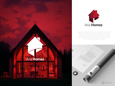 Aria Homes aria branding corporate identity design flat home house icon identity illustration logo mark minimal real estate symbol