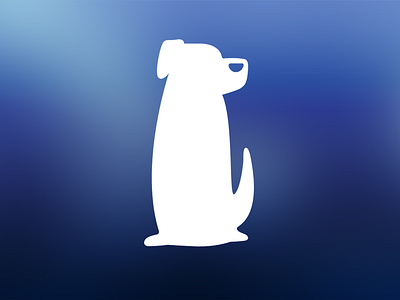 In the Window blue dog icon logo mark pet puppy tail white
