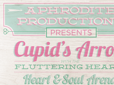 Fluttering Hearts concert poster cupid green hearts love pink weddings